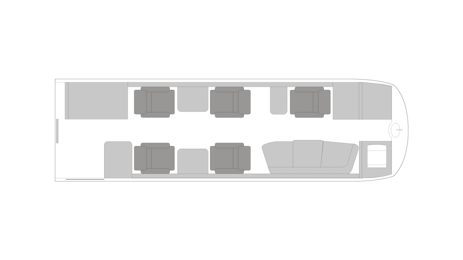 Hawker 750 cabin plan