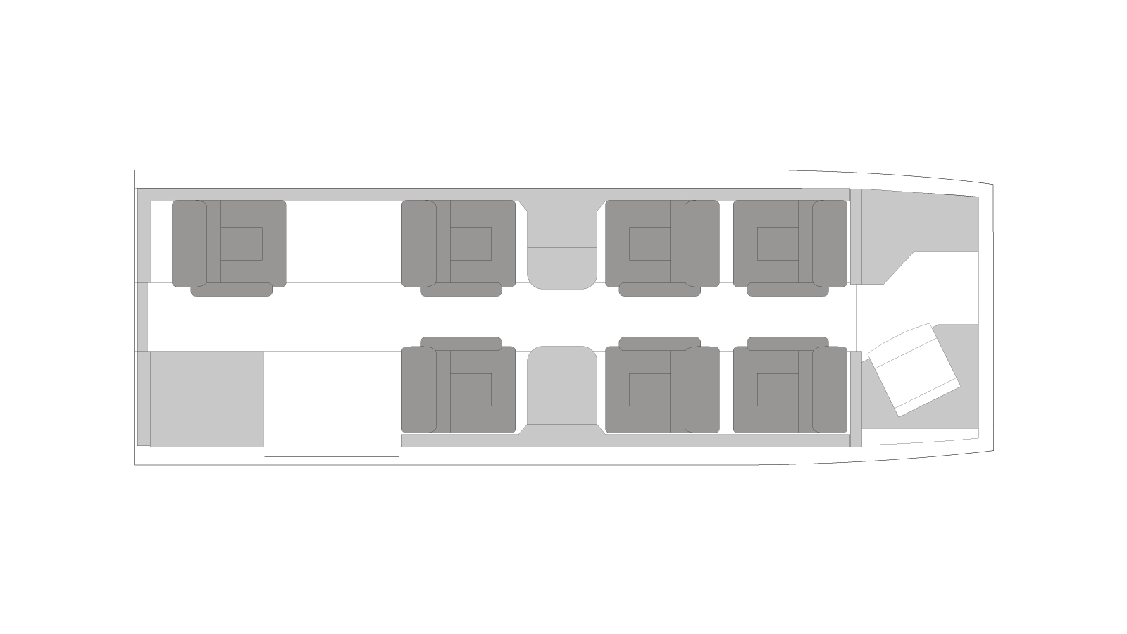 Nextant 400 XTi cabin plan